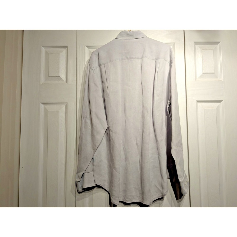 J. Mclaughlin Button Up Linen Shirt Mens L Beach/Formal Light Gray‎ Long Sleeve - Picture 10 of 16